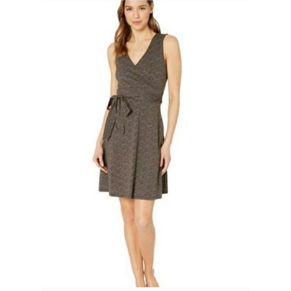 Toad & Co Wrap Dress Women S Brown Organic Cotton Tencel Geometric Sleeveless
